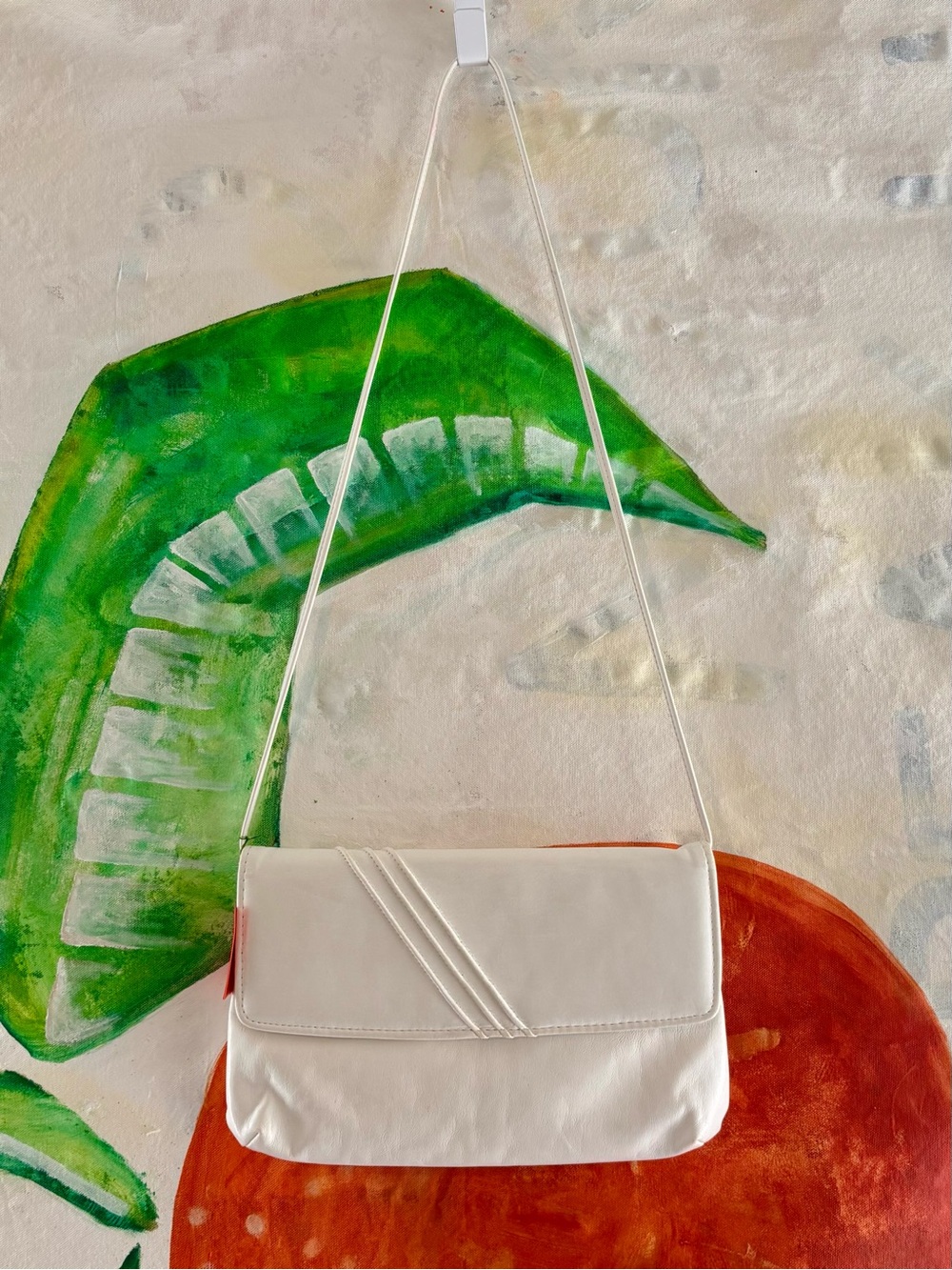 Vintage 80s White Leather Shoulder Bag
